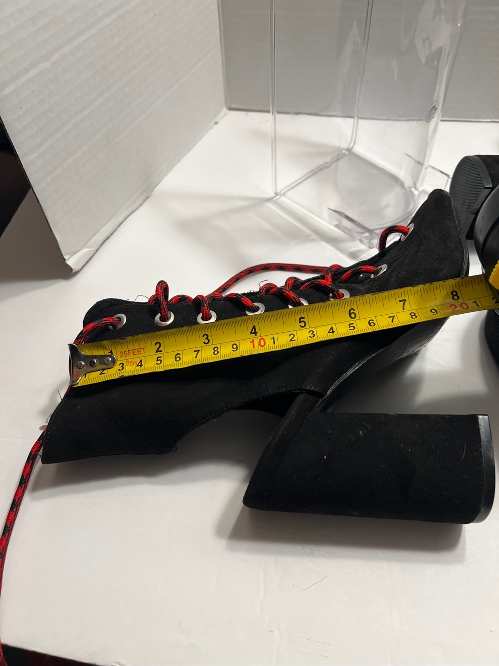 Forever 21 Black Peep Toe Lace-Up Ankle Boots with Red Laces - Picture 7 of 7